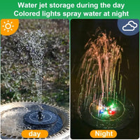 Solar Fountain for Bird Bath Water Pump with Colorful Lights Independent Portable For Garden Pond Swimming Pool  Aquarium