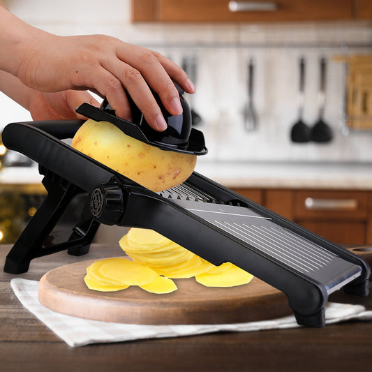 Mandoline Food Slicer – Stainless Steel Vegetable & Fruit Cutter with Adjustable Blades & Food Holder