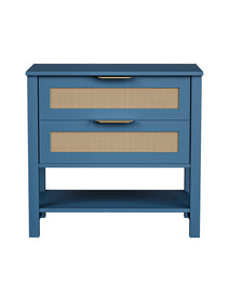 Rattan Nightstand With 2 Drawers And Storage Shelf Boho Bedside Narrow Side Table For Bedroom