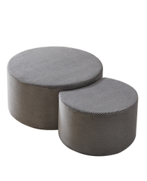 Nesting Coffee Table Set Of 2,Upholstered Round Coffee Tables Set Of 2 For Living Room, Modern Foam Round Coffee Table Side Table End Table Ottoman, No Assembly