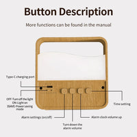 LED Night Light with Clock Digital Alarm Clock Rechargeable Bedside Lamp Dimmable Wake Up Light Table Clock 1500mAh Battery