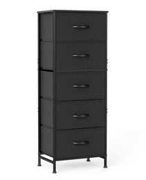 5 Drawer Dresser With Fabric Bins, Sturdy Steel Frame And Wood Top