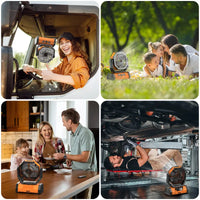 OGERY Rechargeable Camping Fan with LED Light, Portable Multi-Functional Fan with 360° Rotating Hook, Oscillating Emergency Camping Fan Cordless Rotatable Battery Powered Lightweight