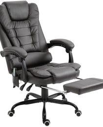 7-Point Vibrating Massage Office Chair High Back Massaging Office Desk Chair with Lumbar Support, Footrest, Gray