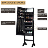Mirrored Standing Jewelry Armoire Cabinet With LED Lights - CJDS
