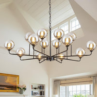 Large Sputnik Chandelier 47.2" Black Modern Smoked Glass Chandelier
