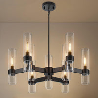 Gold Chandelier,9 Light Farmhouse Chandeliers for Dining Room Light Fixture