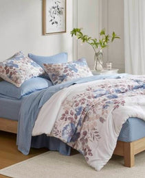 Floral Comforter Set With Bed Sheets Blue Queen