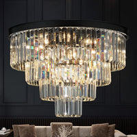 Gold Crystal Chandeliers for Dining Room，4-Lights D12 Inch