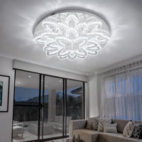 Dia 24" Modern Crystal Chandeliers Silver Chandelier LED Flush Mount Ceiling Light for Living Room Dining Room Bedroom Foyer Entryway LED Dimmable 2700-6000K