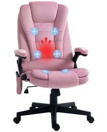 6 Point Executive Office Chair with Heat, Velvet High Back Vibrating Massage Office Chair, Pink