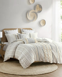 Full Queen Cotton Printed Duvet Cover Set With Chenille