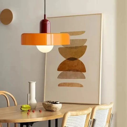 Nordic Retro E27 Colorful Ceiling Chandelier Orange Glass Pendant Lamp for Home Decor Dining Room Cafe Bar Counter Lighting