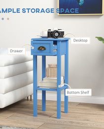 2-Tier Side Table With Drawer And Shelf, End Table ,Light Blue