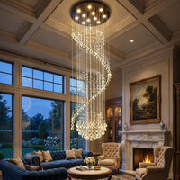 D24'' X H78'' Crystal Chandelier for Entryway High Ceiling Chandeliers Glam Chandelier Modern Large Raindrop Chandeliers LED Dimmable Light Fixtures for Staircaes Foyer Living Room