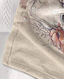 Rustic Skull Sunflower Flannel Fleece Blanket Floral Skull Flannel Soft Plush Throw Blanket Cozy Blankets For Bed Chair Car Sofa Couch Bedroom 75x100cm 130x150cm 150x200cm