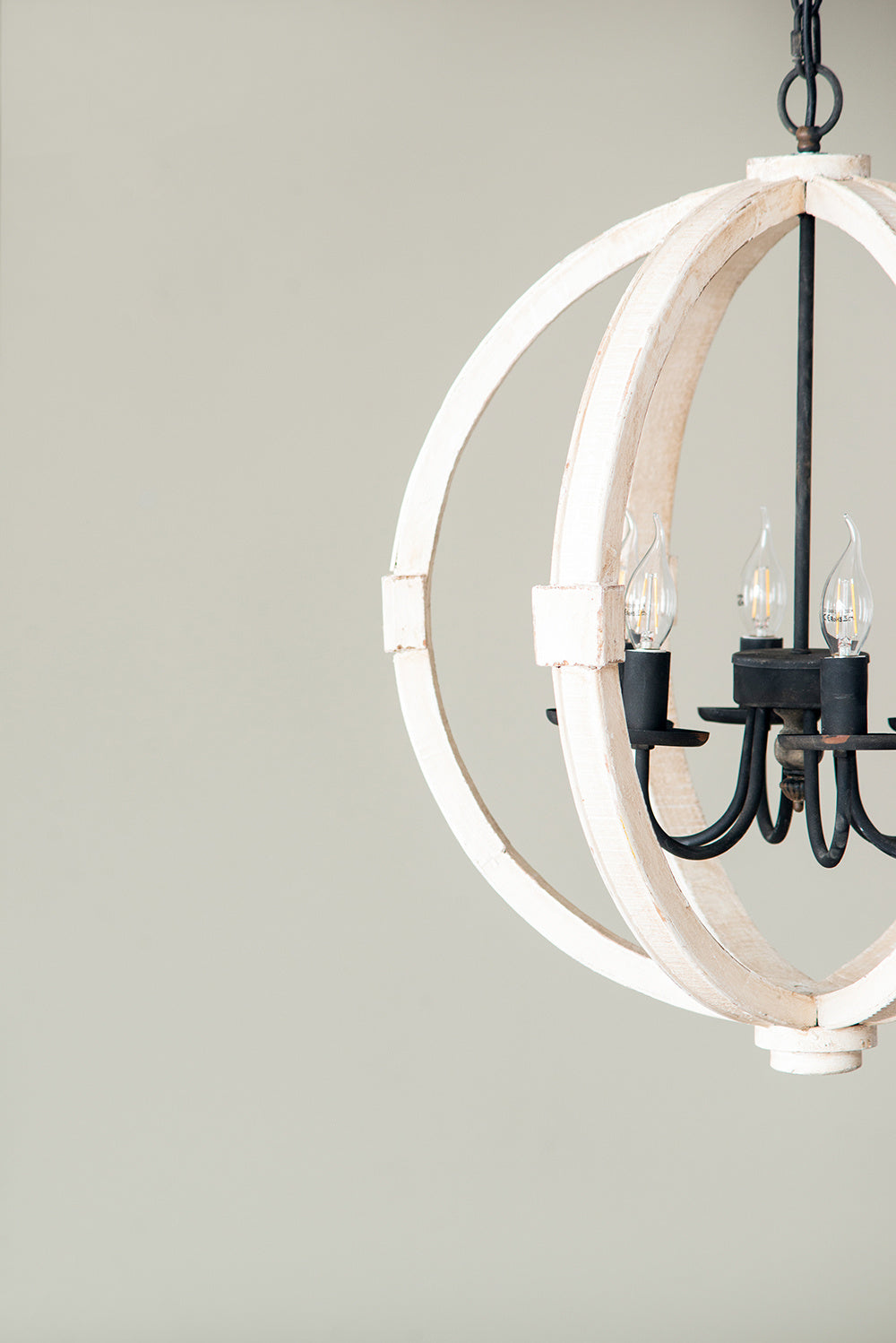 6 - Light Wood Chandelier With Adjustable Chain For Kitchen, Dining Hall Entrance, Bulb Not Included - CJDS