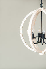 6 - Light Wood Chandelier With Adjustable Chain For Kitchen, Dining Hall Entrance, Bulb Not Included - CJDS