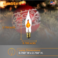 Petite Chandelier Flicker Flame Light Bulb Candelabra Base, Orange, for Holiday and Decorative Lighting, E12, Candelabra Base, Clear, 3 Watts, 12 Pack