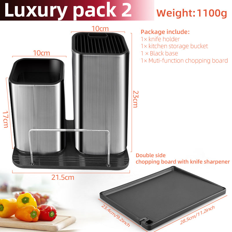 Stainless Steel Knife Holder with Drainable Design – Chopping Board & Knife Storage Rack