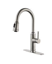 Single Handle High  Pull Out Kitchen Faucet, Single-stage Stainless Steel Kitchen Sink Faucet, With Pull Down Spray