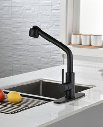 Stainless Steel Matte Black Single Handle Pull Out Spray, Kitchen Faucet