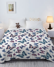 Garden Purple Butterfly Flannel Throw Blanket Soft Blankets And Throws Lightweight Plush Butterflies Lovers Gifts For Women Kids Girls