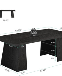 63-Inch Executive Desk, Modern Large Office Computer Desk With Double Pedestal And Storage Shelves, Simple Writing Conference Table