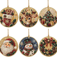 6pcs DIY Diamond Art Painting Christmas Acrylic Ornaments Kit,Pearl Craft for Holiday Window Christmas Tree Home Decoration Gift