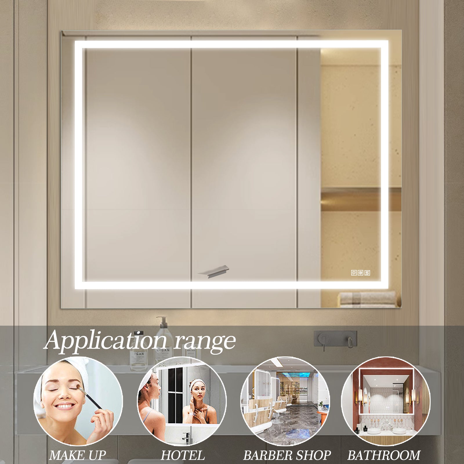 48  X 36  LED Bathroom Mirror With Anti-Fog And Touch Sensor -Modern Frameless Lighted Wall Mirror For Bathroom Vanity, Shower Room, Or Dressing Area