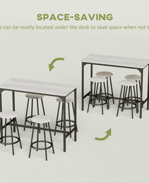 5-Piece Counter Height Bar Table Set, Rustic 43.25" Dining Table With 4 Bar Stools, Kitchen Table With Wooden Top For Pub, Dining Room, Gray