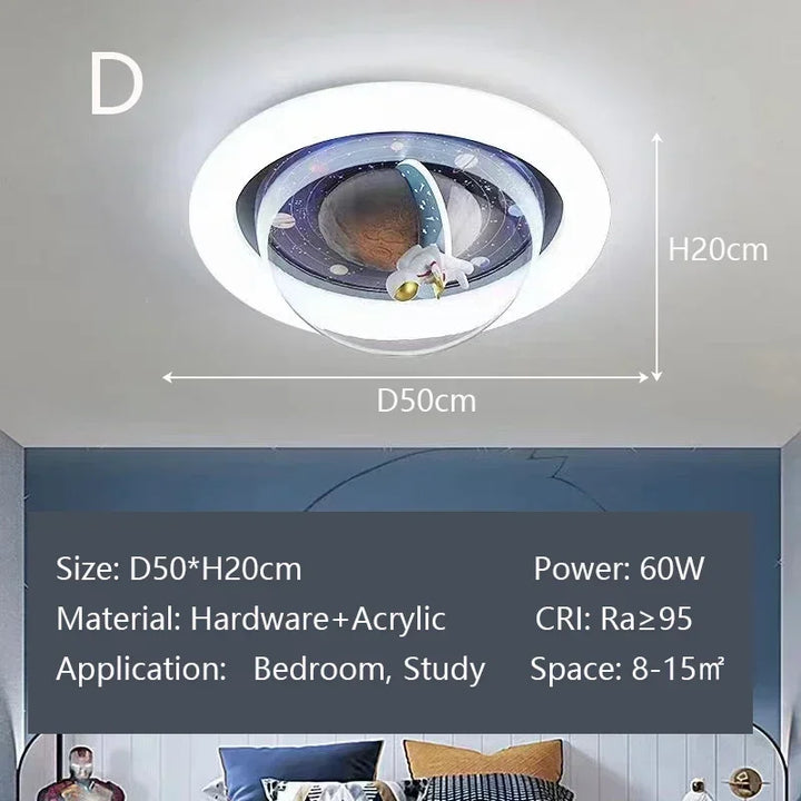 Ceiling Lights Kids Room Astronaut Boy Girl Bedroom Chandelier Princess Spaceman Rocket Rabbit Children's Lamps Home-appliance