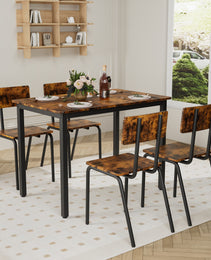 5-Piece Dining Table Set With 4 Chairs, 43  Kitchen Table & Chairs Set For 4, Dining Room Table With Metal Frame & MDF Board, Perfect For Small Space, Easy Clean