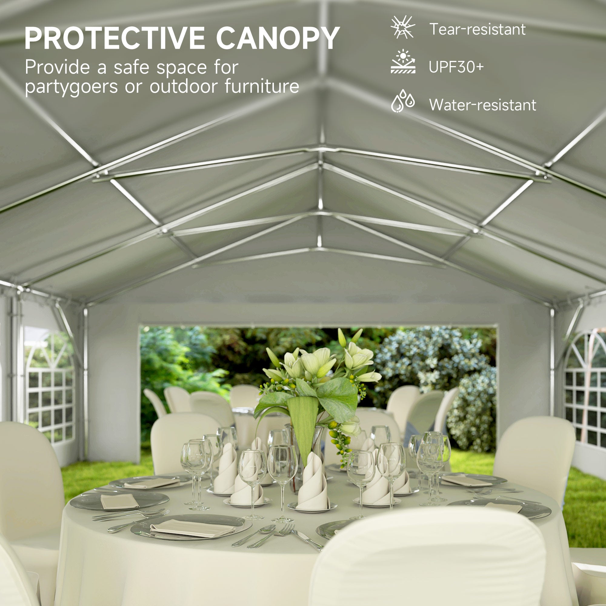 20’ x 40’ Party Tent, Outdoor Canopy Tent with Removable Sidewalls, 12 Windows for Parties, Wedding, Events, BBQ, White