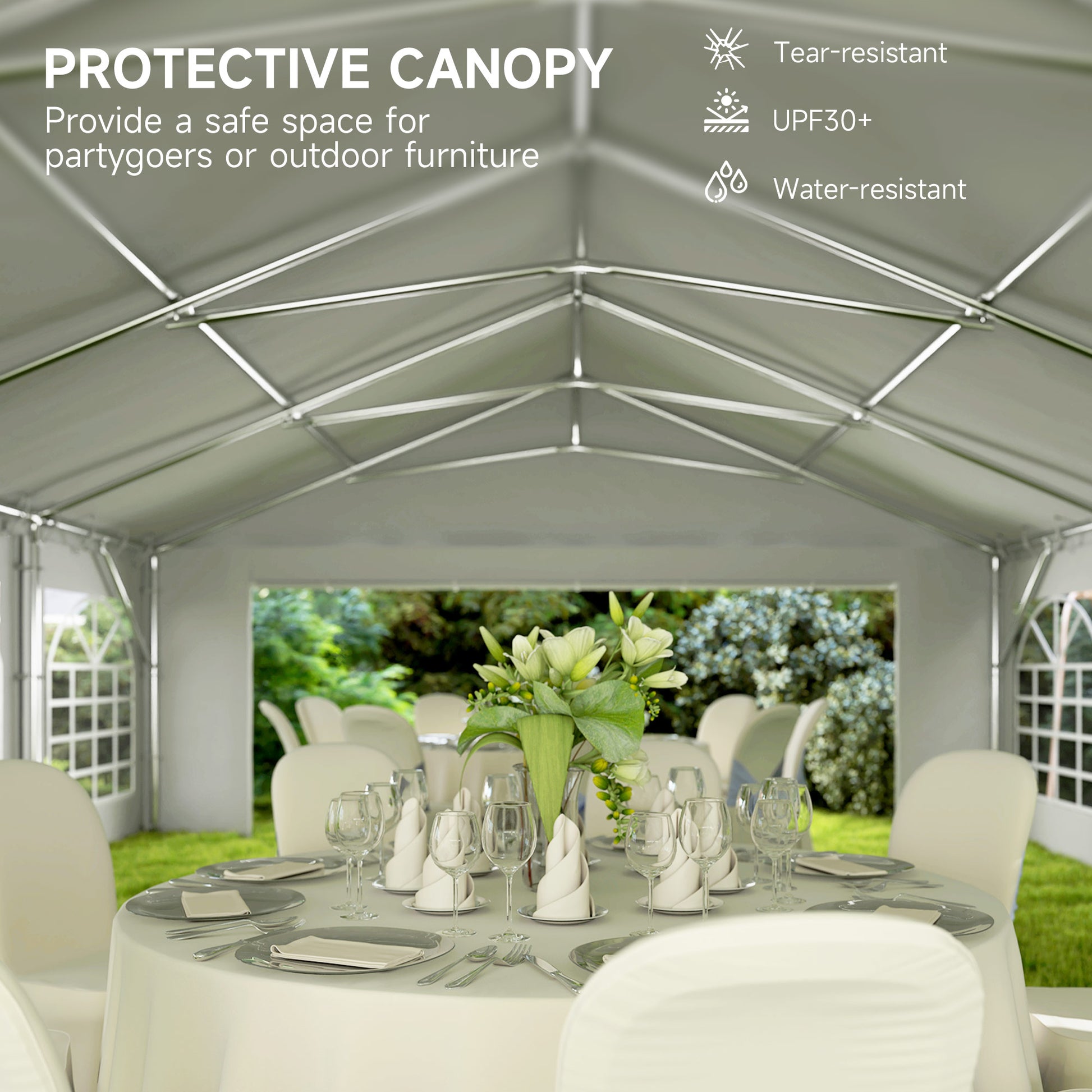 20’ x 40’ Party Tent, Outdoor Canopy Tent with Removable Sidewalls, 12 Windows for Parties, Wedding, Events, BBQ, White