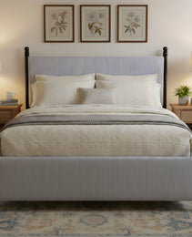 48-inch Striped Rubberwood Upholstered Bed,King