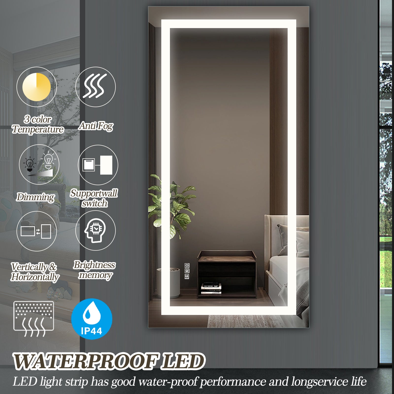 Same As W134070942-L4004 72 X 36  LED Mirror Light Bathroom,anti-Fog - Dimming Led Bathroom Vanity Mirror