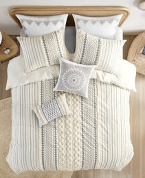 Full Queen Cotton Printed Duvet Cover Set With Chenille