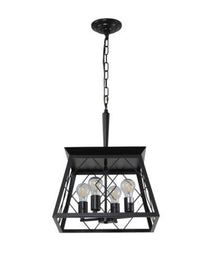 4 Lights Farmhouse Chandelier For Dining Room Black