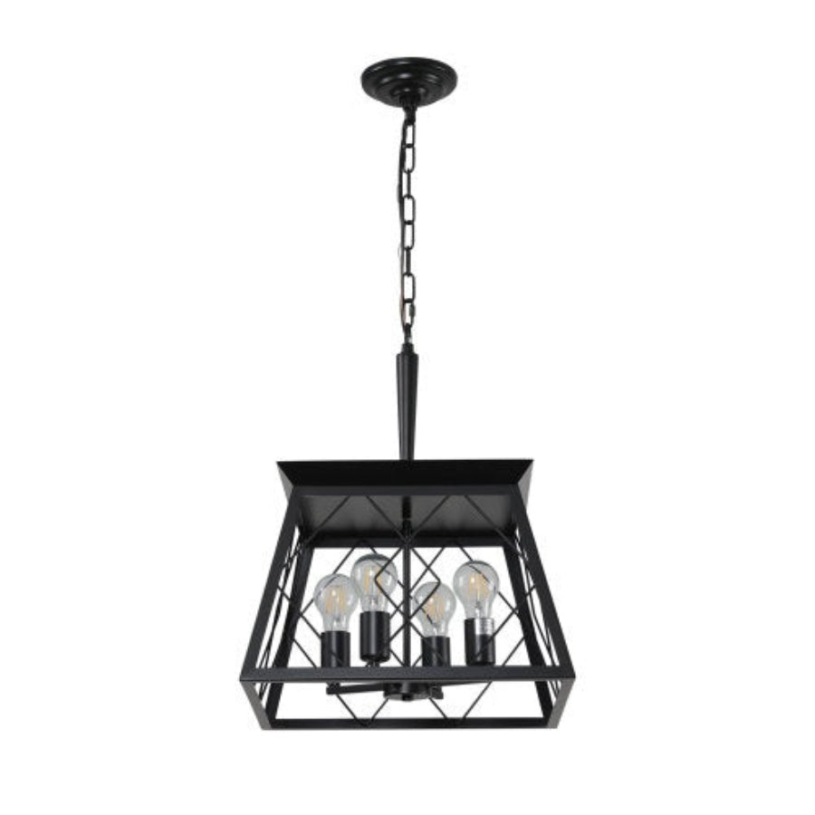 4 Lights Farmhouse Chandelier For Dining Room Black