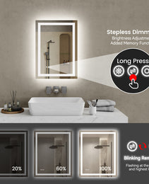 20 Inch X 28 Inch LED Bathroom Mirror