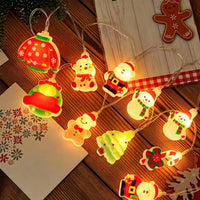 Santa Claus String Light LED Santa Snowman Cute String Lights Christmas Tree Hangings Decor For Porch Front Door Yard Patio Path