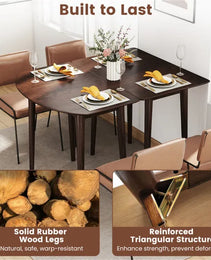 45" Extendable Dining Table Set, 2 Half-Round Tables Convertible To Oval For 4-6 People Walnut