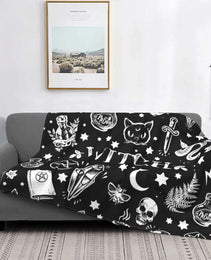 Gothic Mysterious Halloween Witch Flannel Blanket