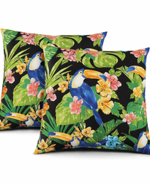 2 Pack Outdoor Throw Pillows, Waterproof & Fade-Resistant Patio Cushions For Garden, Porch, Poolside Furniture - Soft & Comfortable Decorative Pillow Covers 18x18 Inch,Rich Forest Green
