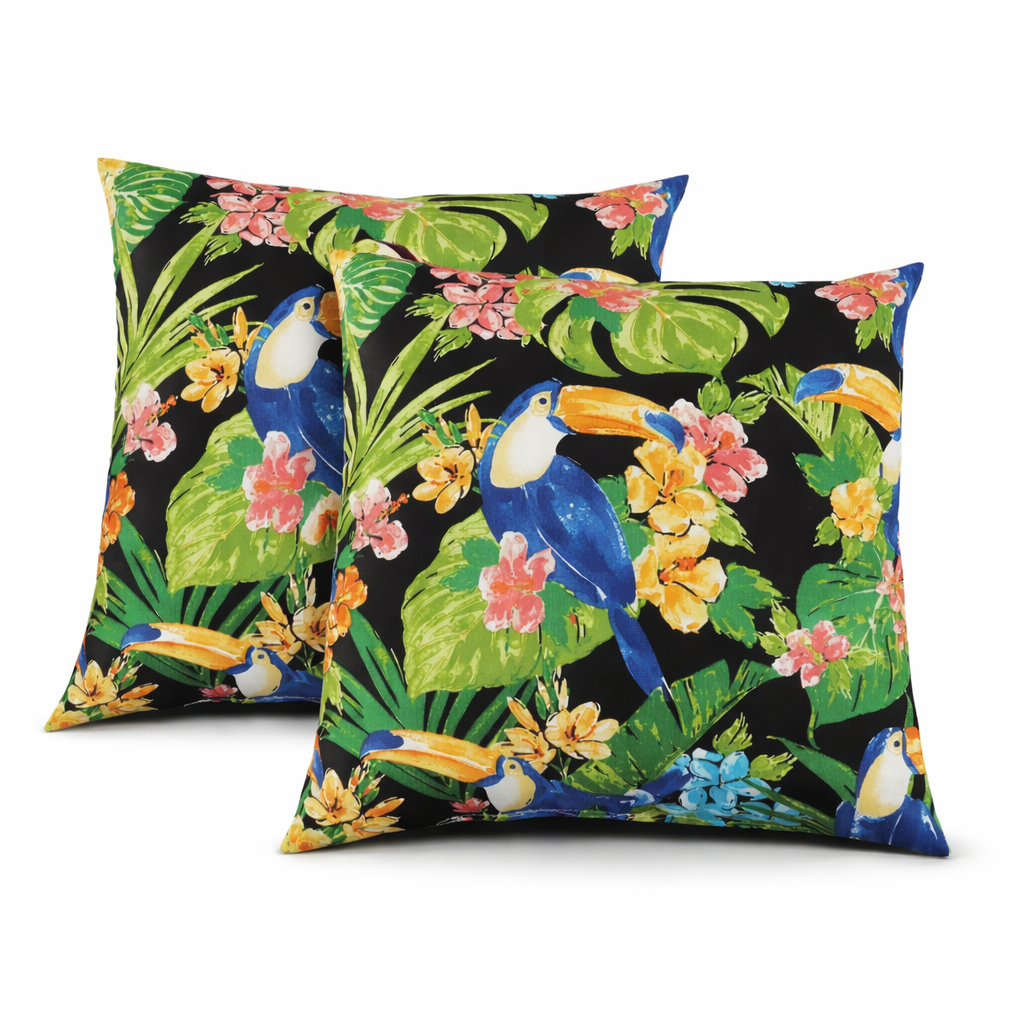 2 Pack Outdoor Throw Pillows, Waterproof & Fade-Resistant Patio Cushions For Garden, Porch, Poolside Furniture - Soft & Comfortable Decorative Pillow Covers 18x18 Inch,Rich Forest Green