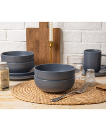 12-Piece Stoneware Dinnerware Sets With Mugs  Microwave  Dishwasher Safe  Non-Toxic Dinner Plates Bowls Set Stackable Matte Glaze Kitchenware For 3