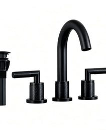 Bathroom Faucet 2 Handle Matte Black Bathroom Sink Faucet Widespread 3 Hole 360° Swivel Spout Modern Sink Basin Faucets 8 Inch[Unable Ship Weekends, TK/TEMU Only For Pickup]