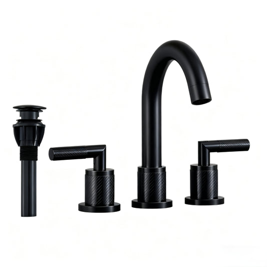 Bathroom Faucet 2 Handle Matte Black Bathroom Sink Faucet Widespread 3 Hole 360° Swivel Spout Modern Sink Basin Faucets 8 Inch[Unable Ship Weekends, TK/TEMU Only For Pickup]