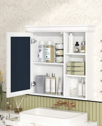 30'' X 28'' Bathroom Medicine Cabinet With Mirror, Wall Mounted Mirror Cabinet With Storage Organizer, Over The Toilet Storage White Storage Cabinet For Bathroom